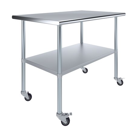 AMGOOD 30x48 Rolling Prep Table with Stainless Steel Top AMG WT-3048-WHEELS